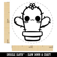 Adorable Kawaii Chibi Cactus in Pot Succulent Self-Inking Rubber Stamp for Stamping Crafting Planners