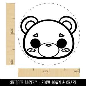 Charming Kawaii Chibi Bear Face Blushing Cheeks Self-Inking Rubber Stamp for Stamping Crafting Planners