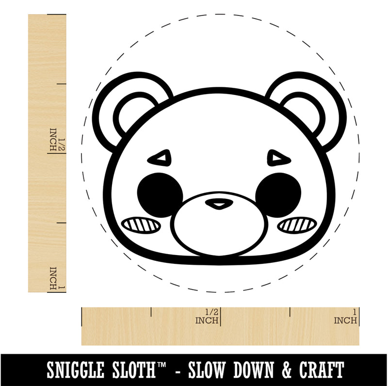 Charming Kawaii Chibi Bear Face Blushing Cheeks Self-Inking Rubber Stamp for Stamping Crafting Planners