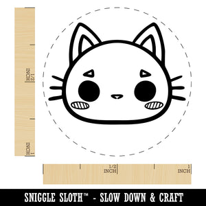 Charming Kawaii Chibi Cat Kitten Face Blushing Cheeks Self-Inking Rubber Stamp for Stamping Crafting Planners