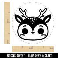 Charming Kawaii Chibi Deer Face Blushing Cheeks Self-Inking Rubber Stamp for Stamping Crafting Planners