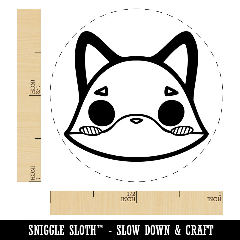 Charming Kawaii Chibi Fox Face Blushing Cheeks Self-Inking Rubber Stamp for Stamping Crafting Planners