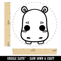 Charming Kawaii Chibi Hippopotamus Face Blushing Cheeks Self-Inking Rubber Stamp for Stamping Crafting Planners