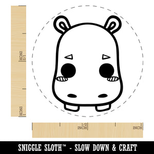 Charming Kawaii Chibi Hippopotamus Face Blushing Cheeks Self-Inking Rubber Stamp for Stamping Crafting Planners