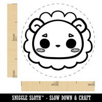 Charming Kawaii Chibi Lion Face Blushing Cheeks Self-Inking Rubber Stamp for Stamping Crafting Planners