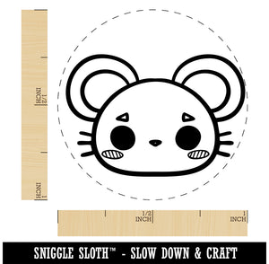 Charming Kawaii Chibi Mouse Face Blushing Cheeks Self-Inking Rubber Stamp for Stamping Crafting Planners