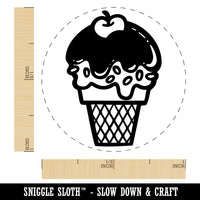 Summer Ice Cream Cone Sprinkles Chocolate Cherry Self-Inking Rubber Stamp for Stamping Crafting Planners