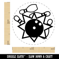 Bowling Ball Strike Pins Self-Inking Rubber Stamp for Stamping Crafting Planners