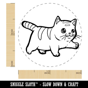 Cute Chubby Munchkin Cat Walking with Conviction Self-Inking Rubber Stamp for Stamping Crafting Planners