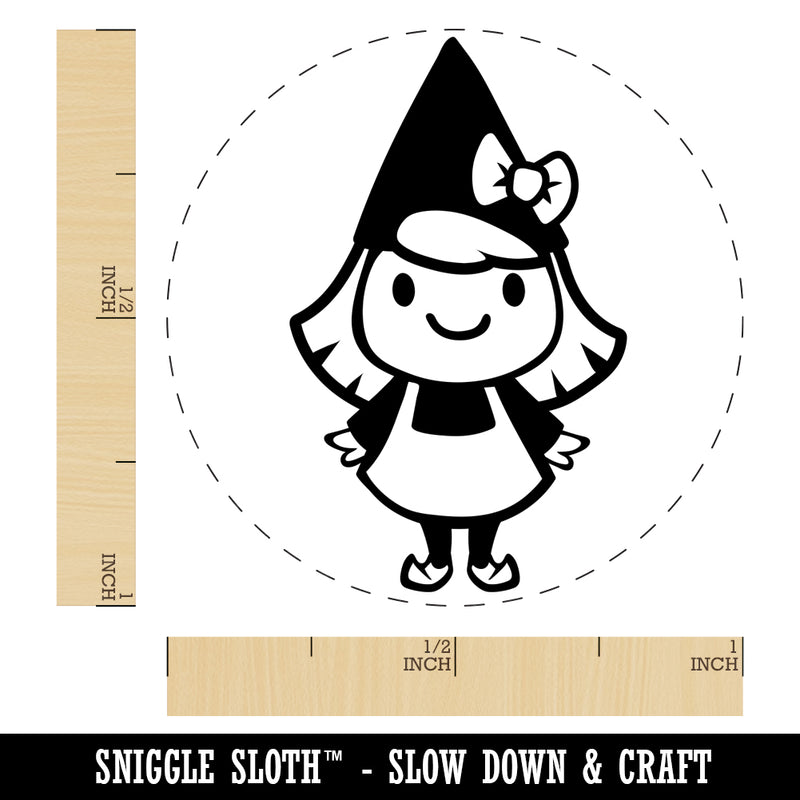 Cute Little Lady Gnome Self-Inking Rubber Stamp for Stamping Crafting Planners