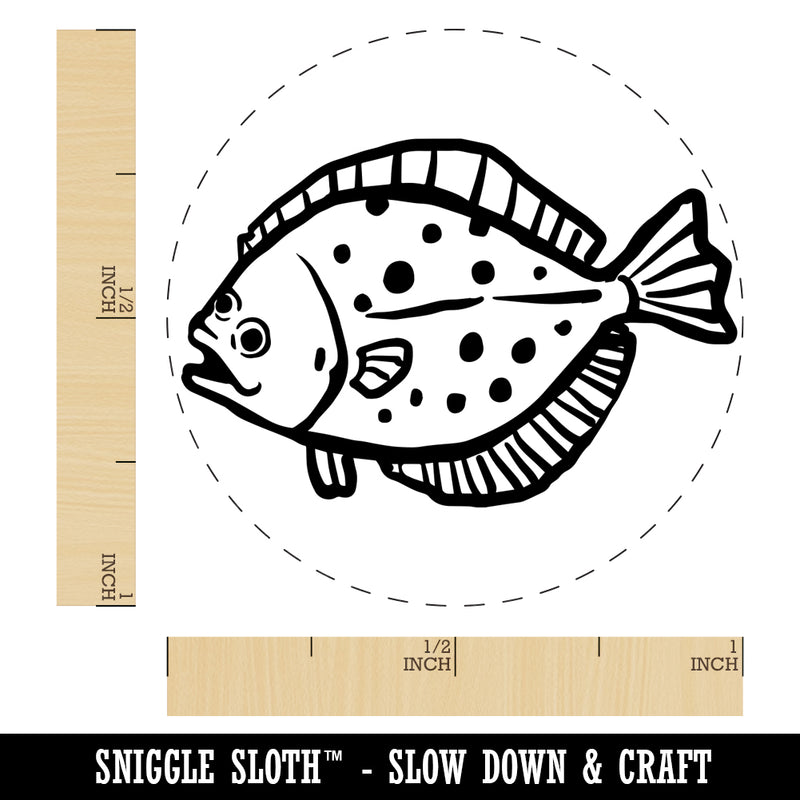 Flounder Halibut Flat Spotted Fish Self-Inking Rubber Stamp for Stamping Crafting Planners