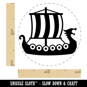 Viking Dragon Longship with Striped Sail Self-Inking Rubber Stamp for Stamping Crafting Planners