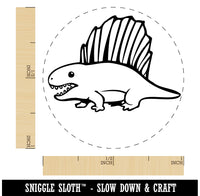 Wary Dimetrodon Dinosaur with Dorsal Sail Fin Self-Inking Rubber Stamp for Stamping Crafting Planners