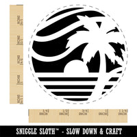 Beach Sunset Scene Tropical Ocean Self-Inking Rubber Stamp Ink Stamper for Stamping Crafting Planners