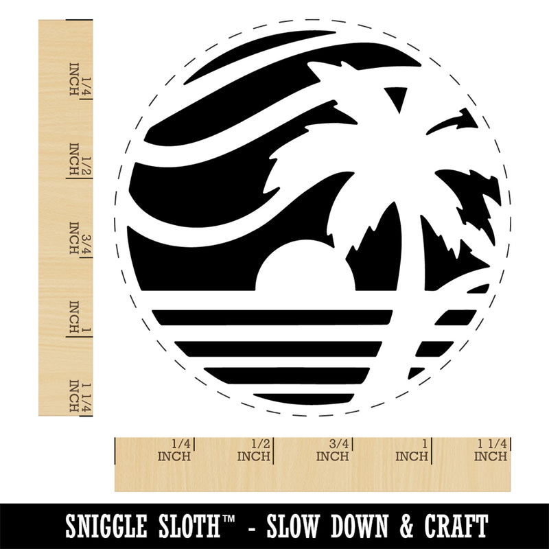 Beach Sunset Scene Tropical Ocean Self-Inking Rubber Stamp Ink Stamper for Stamping Crafting Planners