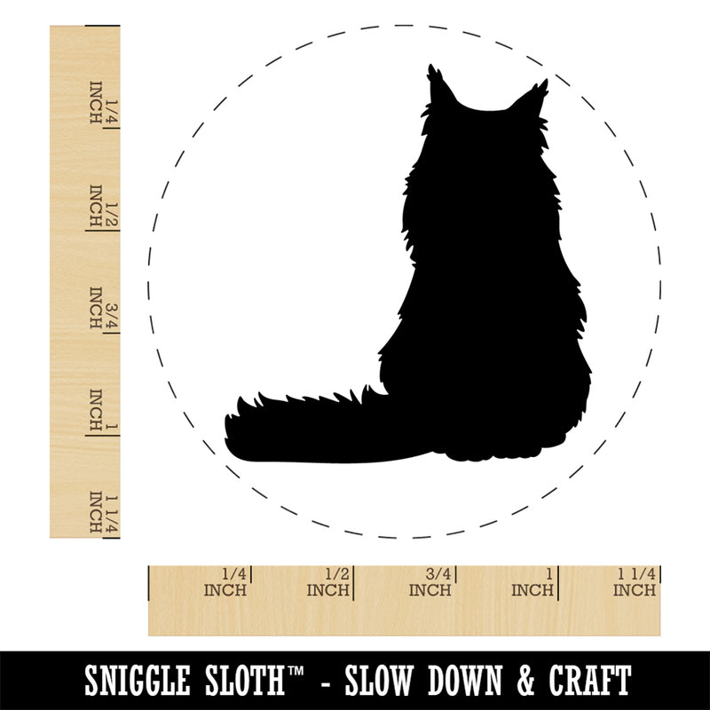 Sitting Maine Coon Cat Self-Inking Rubber Stamp Ink Stamper for Stamping Crafting Planners