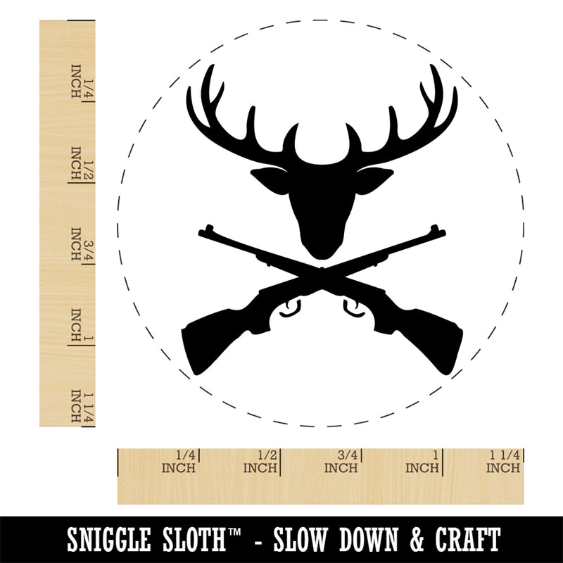 Crossed Hunting Rifles with Deer Head Antlers Self-Inking Rubber Stamp Ink Stamper for Stamping Crafting Planners