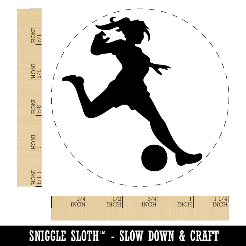 Soccer Player Woman Kicking Ball Association Football Self-Inking Rubber Stamp Ink Stamper for Stamping Crafting Planners