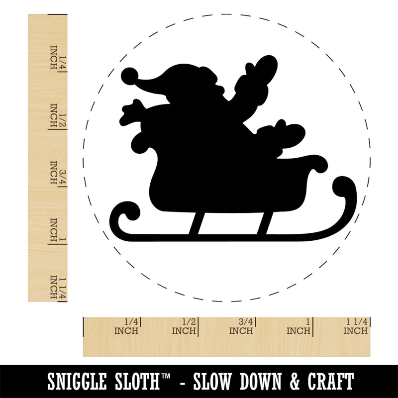 Santa in Sleigh Silhouette Christmas Self-Inking Rubber Stamp Ink Stamper for Stamping Crafting Planners