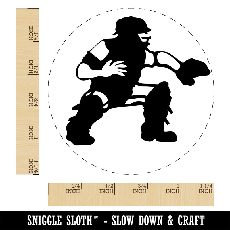 Baseball Player Catcher with Mitt Self-Inking Rubber Stamp Ink Stamper for Stamping Crafting Planners