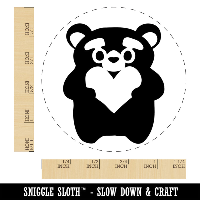 Cautious Bear with Heart in Hands Self-Inking Rubber Stamp Ink Stamper for Stamping Crafting Planners