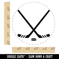 Crossed Hockey Sticks with Puck Self-Inking Rubber Stamp Ink Stamper for Stamping Crafting Planners