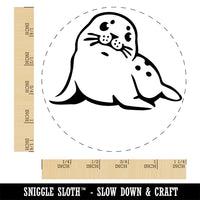 Curious Baby Seal Looking Right Self-Inking Rubber Stamp Ink Stamper for Stamping Crafting Planners