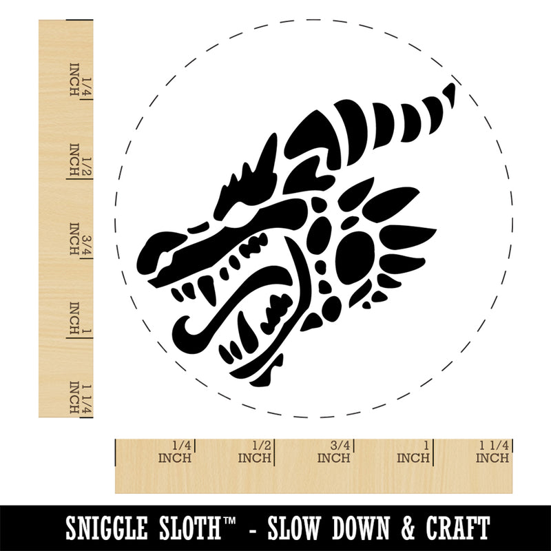 Dragon Head Side View with Tongue Out Self-Inking Rubber Stamp Ink Stamper for Stamping Crafting Planners