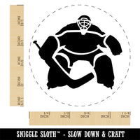 Hockey Goalie Goalkeeper with Stick Self-Inking Rubber Stamp Ink Stamper for Stamping Crafting Planners