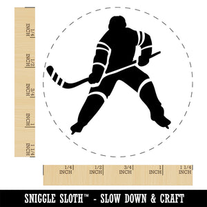 Hockey Player Holding Hockey Stick Self-Inking Rubber Stamp Ink Stamper for Stamping Crafting Planners