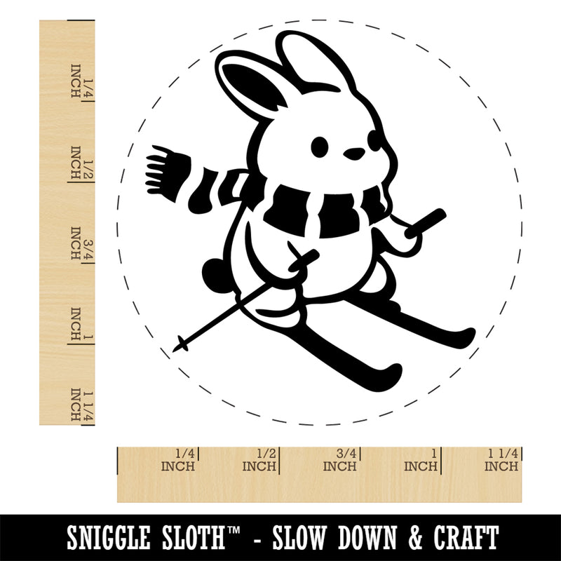 Ski Rabbit Bunny Slopes Snow Rabbit Self-Inking Rubber Stamp Ink Stamper for Stamping Crafting Planners