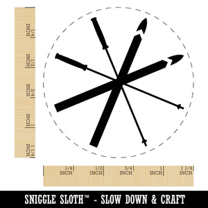Skis and Poles Skiing Equipment and Gear Self-Inking Rubber Stamp Ink Stamper for Stamping Crafting Planners