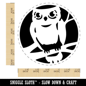 Wise Old Owl Sitting on Branch Self-Inking Rubber Stamp Ink Stamper for Stamping Crafting Planners