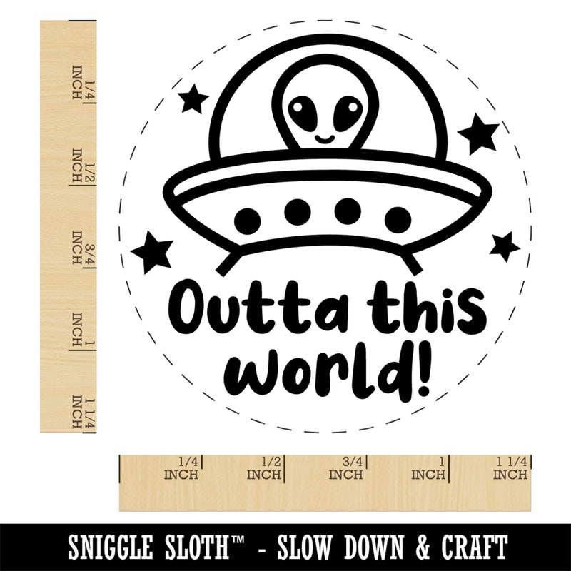 Outta Out of This World Alien Spaceship Self-Inking Rubber Stamp Ink Stamper for Stamping Crafting Planners