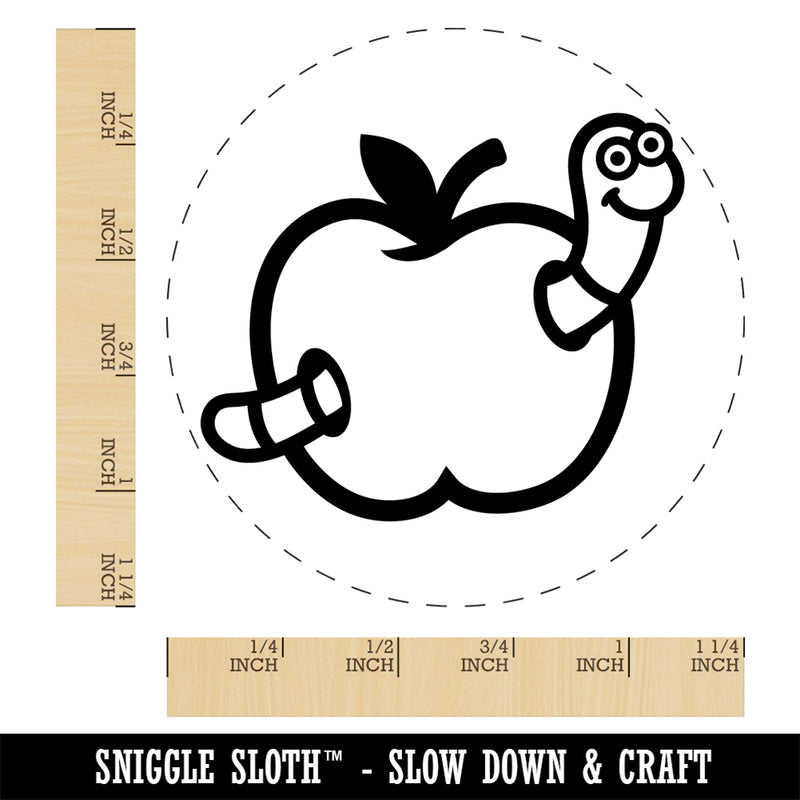 Worm in Apple Self-Inking Rubber Stamp Ink Stamper for Stamping Crafting Planners