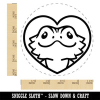 Bearded Dragon Lizard Inside of Heart Self-Inking Rubber Stamp Ink Stamper for Stamping Crafting Planners