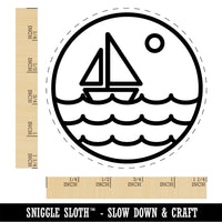 Sailboat on Ocean Lake Self-Inking Rubber Stamp Ink Stamper for Stamping Crafting Planners