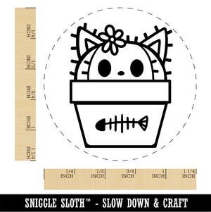 Peeking Cat Potted Cactus Self-Inking Rubber Stamp Ink Stamper for Stamping Crafting Planners