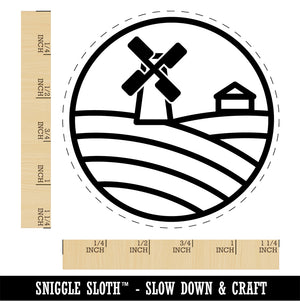 Wind Mill on Farm Self-Inking Rubber Stamp Ink Stamper for Stamping Crafting Planners