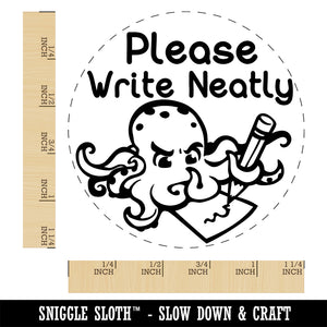 Please Write Neatly Octopus Teacher Student Self-Inking Rubber Stamp Ink Stamper for Stamping Crafting Planners