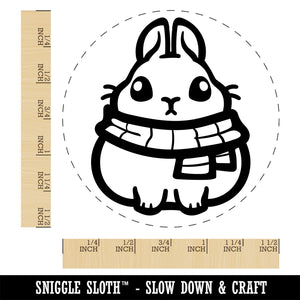 Plump Bunny Wearing Winter Scarf Self-Inking Rubber Stamp Ink Stamper for Stamping Crafting Planners