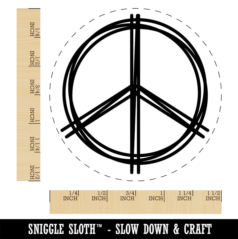 Sketchy Peace Sign Doodle Self-Inking Rubber Stamp Ink Stamper for Stamping Crafting Planners