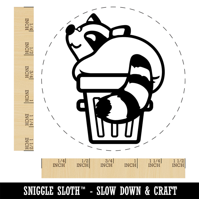 Fat Raccoon Sitting in Trash Can Self-Inking Rubber Stamp Ink Stamper for Stamping Crafting Planners