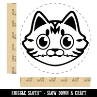 Fluffy Striped Tabby Cat Head Self-Inking Rubber Stamp Ink Stamper for Stamping Crafting Planners