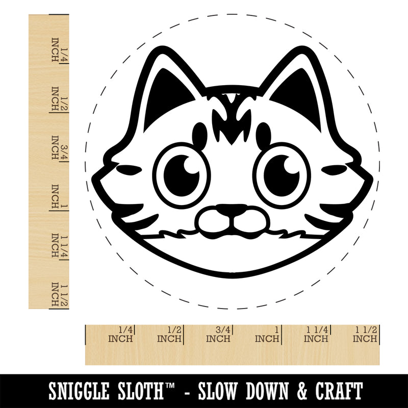 Fluffy Striped Tabby Cat Head Self-Inking Rubber Stamp Ink Stamper for Stamping Crafting Planners