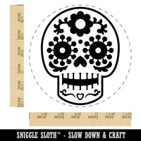 Happy Floral Sugar Skull Dia De Los Muertos Self-Inking Rubber Stamp Ink Stamper for Stamping Crafting Planners