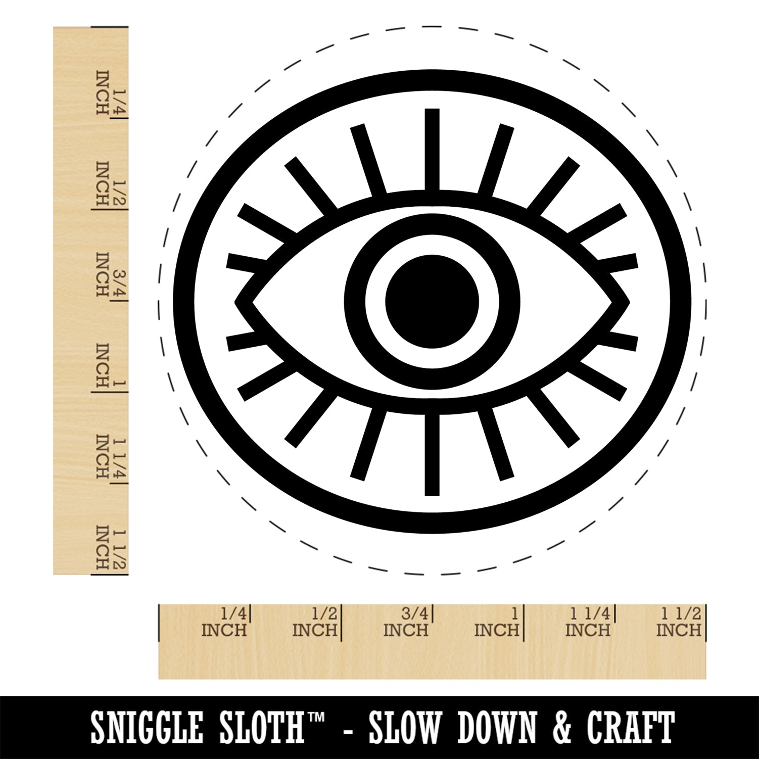 Ominous Eye with Eyelashes in Circle Self-Inking Rubber Stamp Ink Stamper for Stamping Crafting Planners
