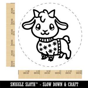 Little Goat in Christmas Sweater Self-Inking Rubber Stamp Ink Stamper for Stamping Crafting Planners