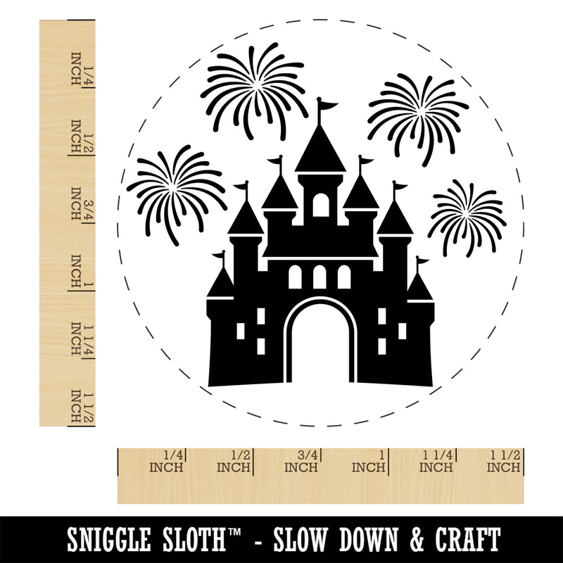 Fairytale Castle and Fireworks Self-Inking Rubber Stamp Ink Stamper for Stamping Crafting Planners