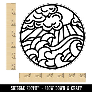 Sun Clouds and Ocean Waves Self-Inking Rubber Stamp Ink Stamper for Stamping Crafting Planners